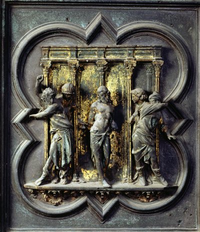 La flagellazione di Cristo, quindicesimo pannello delle porte nord del Battistero di San Giovanni, 1403-24 (bronzo) da Lorenzo Ghiberti